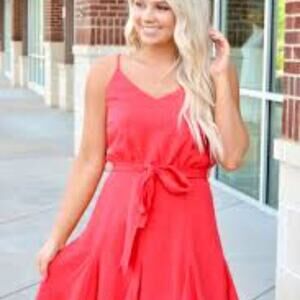 35 SHE & SKY NEW RED TIE FRONT RED DRESS MULTIPLE SIZES